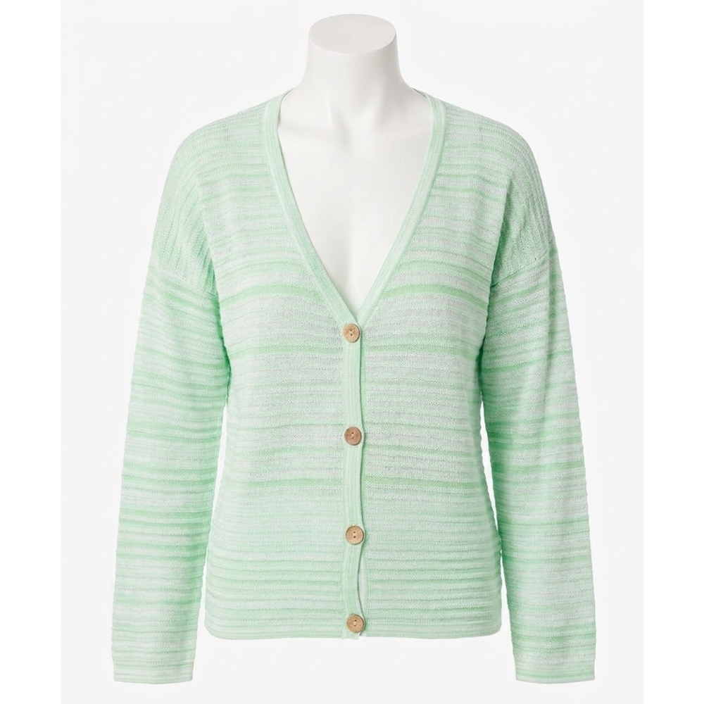 NEW FRENCH KYSS button cardigan in mint/white